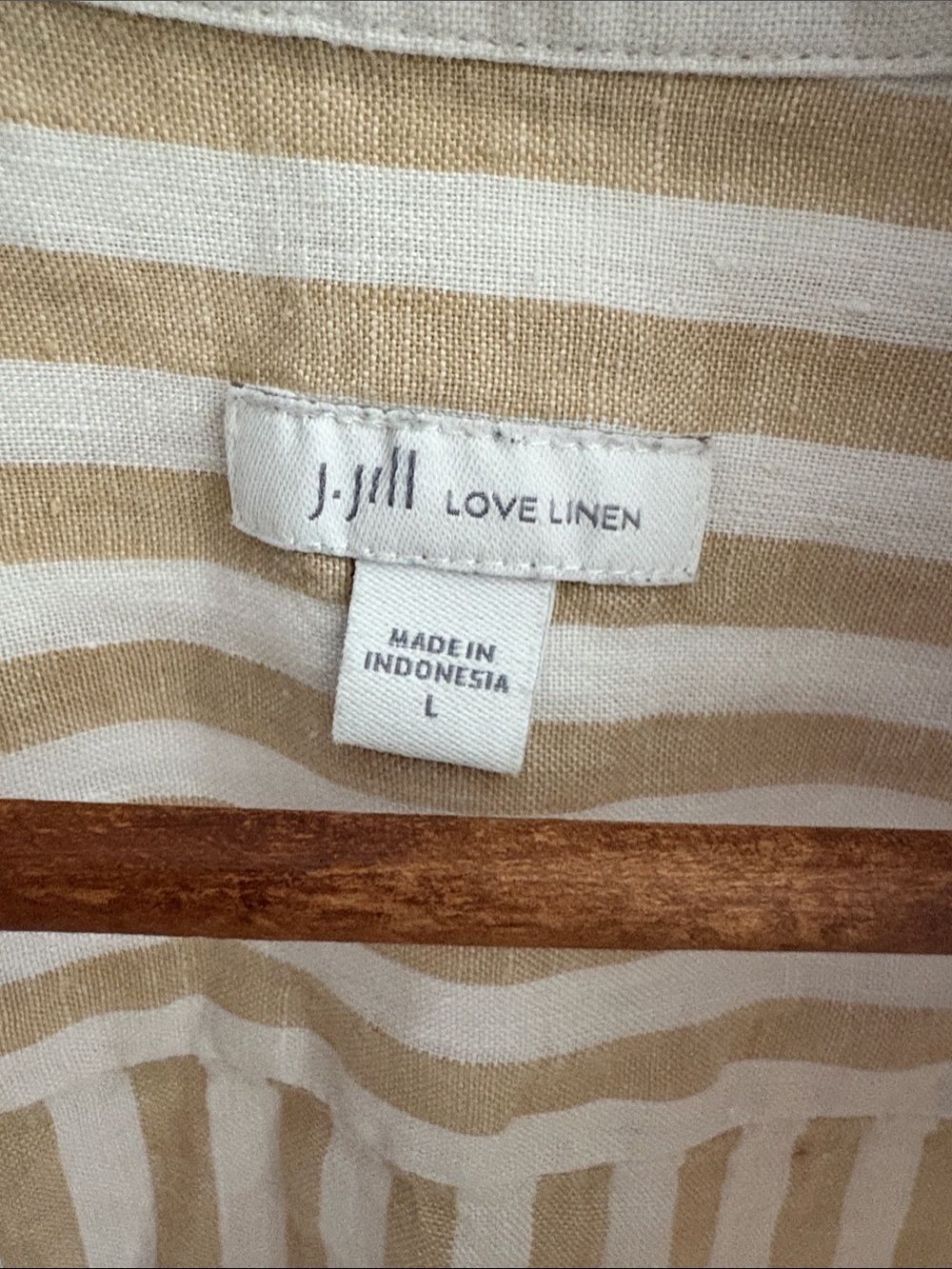 J. Jill Love Linen Striped Linen Top in Beige and White Large